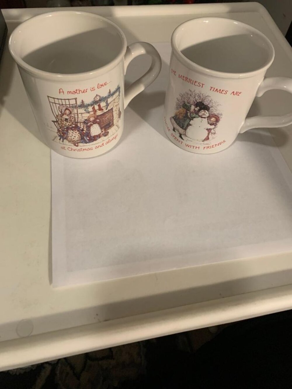 Holly Hobbie Christmas Mugs VTG 1986 Set Of 2
